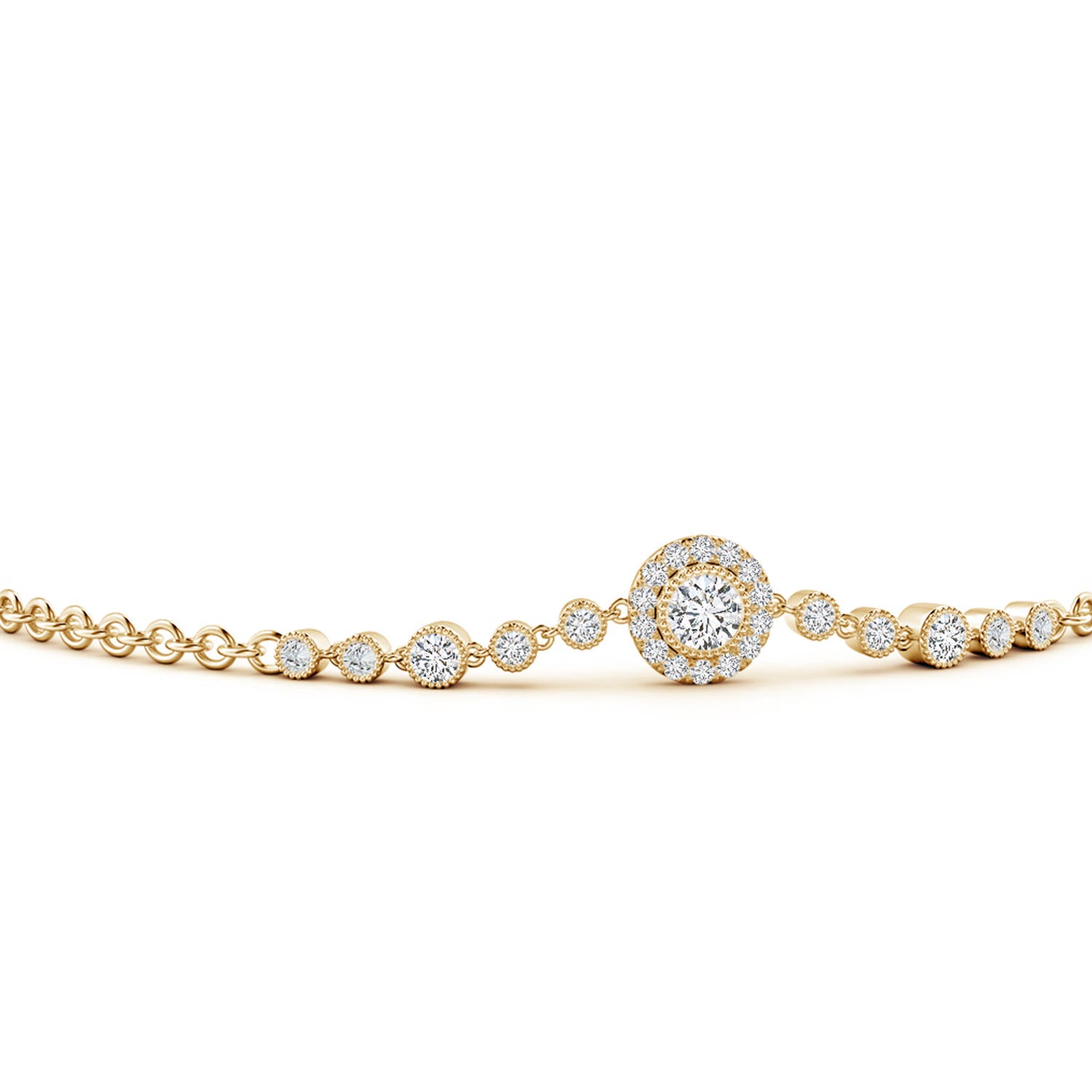 3.5mm HSI2 Vintage Style Bezel-Set Diamond Bracelet in 18K Yellow Gold