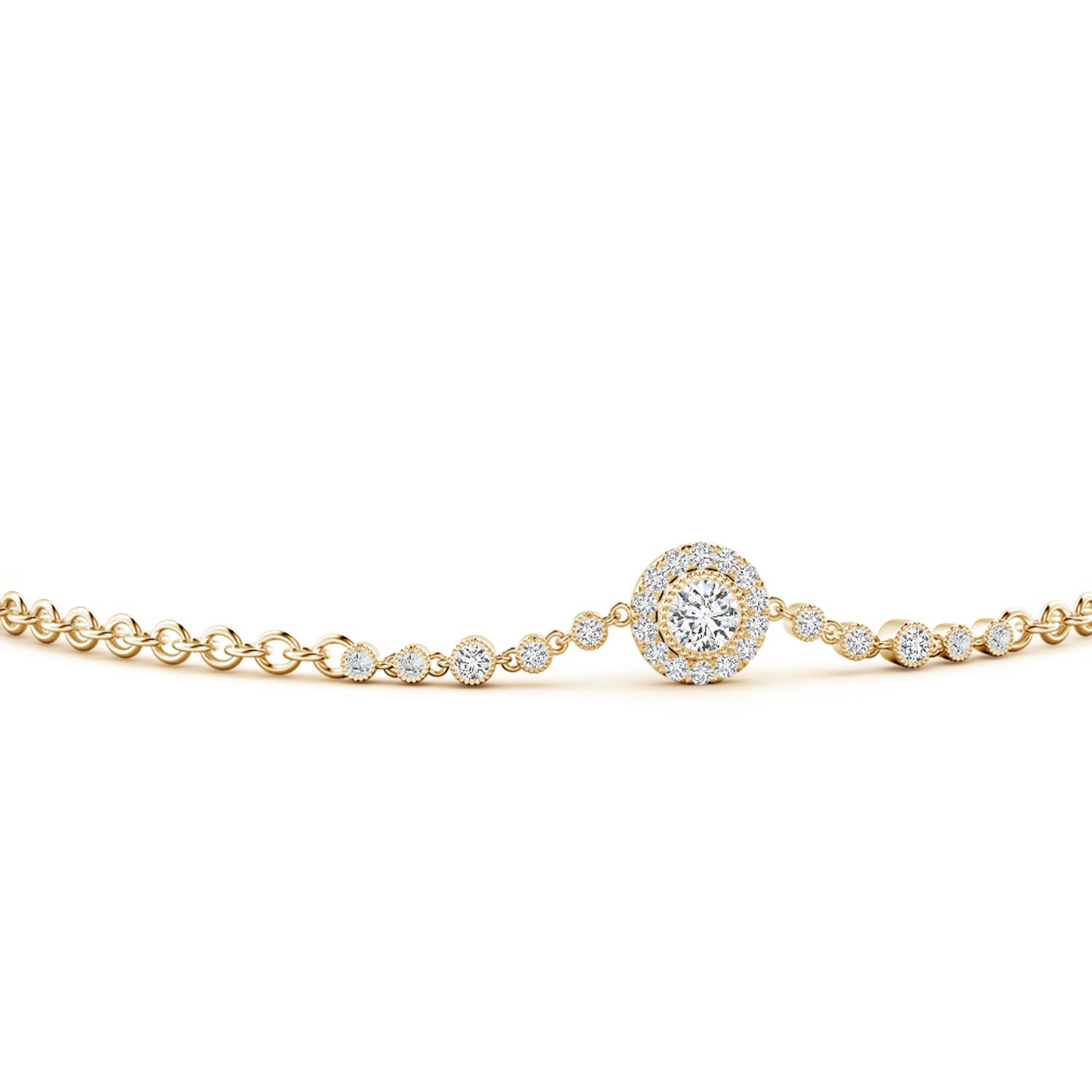 3mm HSI2 Vintage Style Bezel-Set Diamond Bracelet in Yellow Gold - side 2