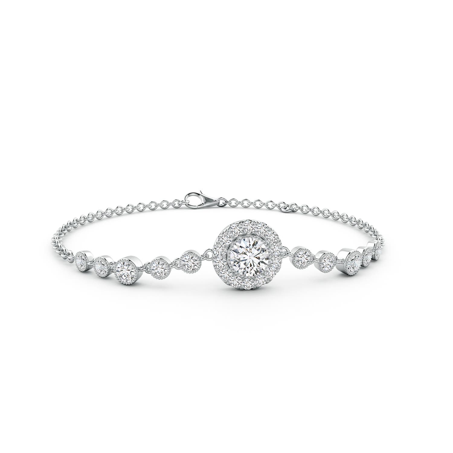 5.1mm HSI2 Vintage Style Bezel-Set Diamond Bracelet in 18K White Gold