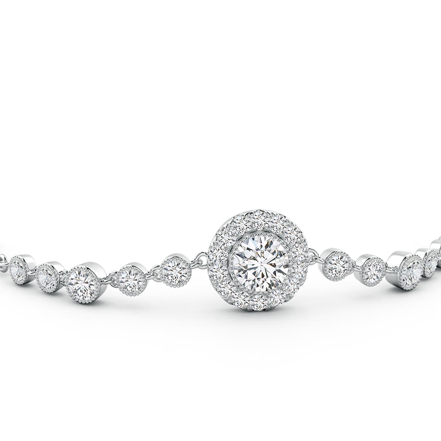 5.1mm HSI2 Vintage Style Bezel-Set Diamond Bracelet in 18K White Gold