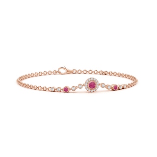 3.5mm AAAA Vintage Style Bezel-Set Pink Sapphire and Diamond Bracelet in Rose Gold