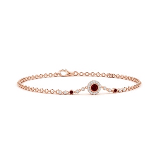 3mm AAAA Vintage Style Bezel-Set Ruby and Diamond Bracelet in Rose Gold