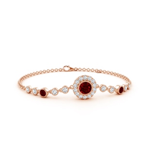 5mm AAAA Vintage Style Bezel-Set Ruby and Diamond Bracelet in Rose Gold