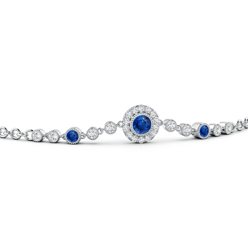 3.5mm AAA Vintage Style Bezel-Set Sapphire and Diamond Bracelet in White Gold Side 1