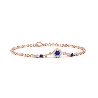 3.5mm AAAA Vintage Style Bezel-Set Sapphire and Diamond Bracelet in 18K Rose Gold