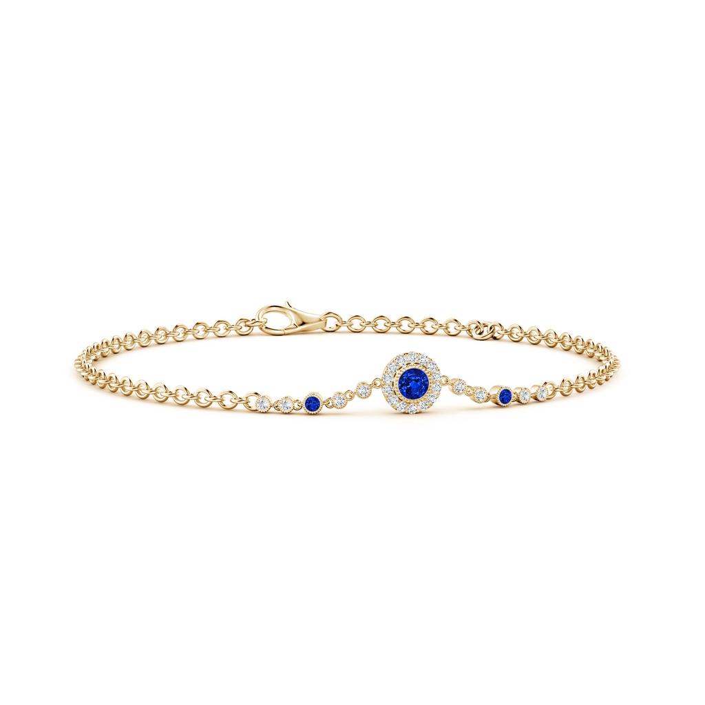 3mm AAAA Vintage Style Bezel-Set Sapphire and Diamond Bracelet in Yellow Gold