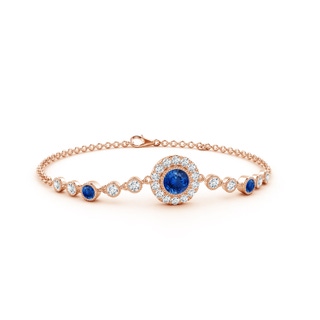 5mm AAA Vintage Style Bezel-Set Sapphire and Diamond Bracelet in 18K Rose Gold