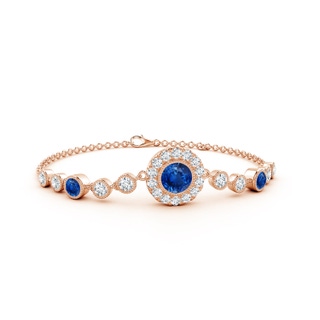 6mm AAA Vintage Style Bezel-Set Sapphire and Diamond Bracelet in 9K Rose Gold