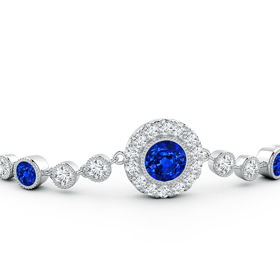 6mm Lab-Grown Vintage Style Bezel-Set Sapphire and Diamond Bracelet in White Gold side 199