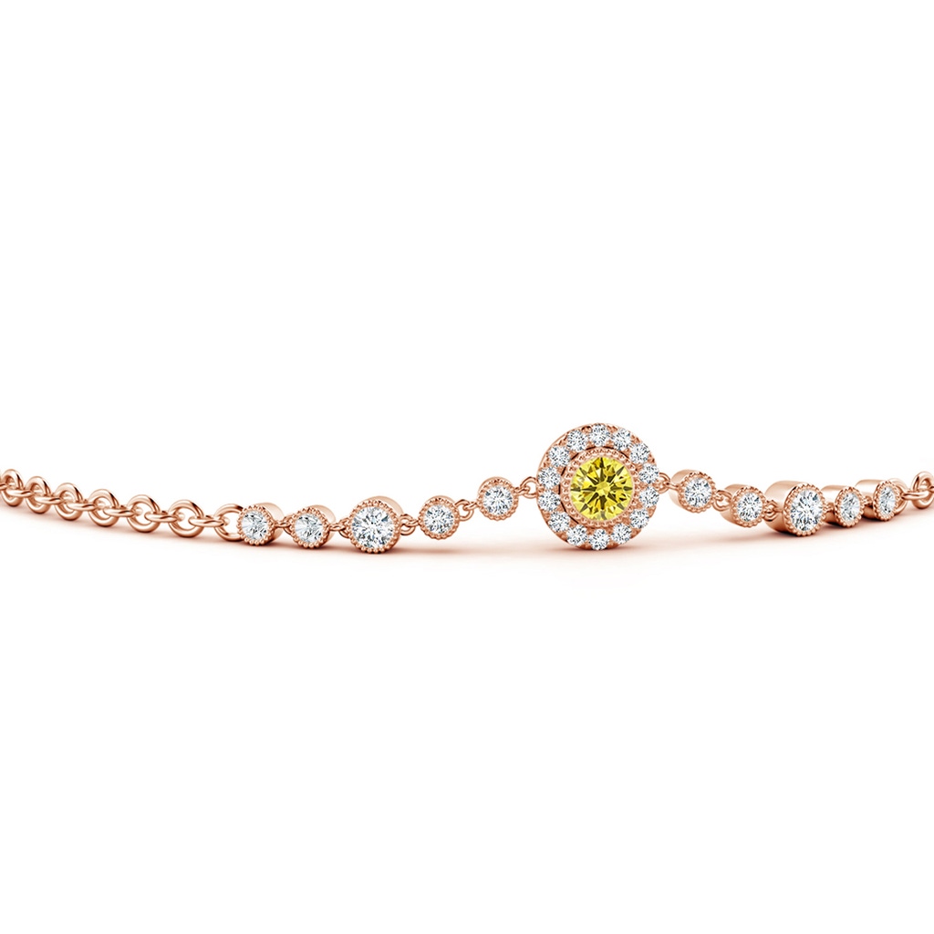 3.5mm AAAA Vintage Style Bezel-Set Fancy Intense Yellow and White Diamond Bracelet in Rose Gold - side 199