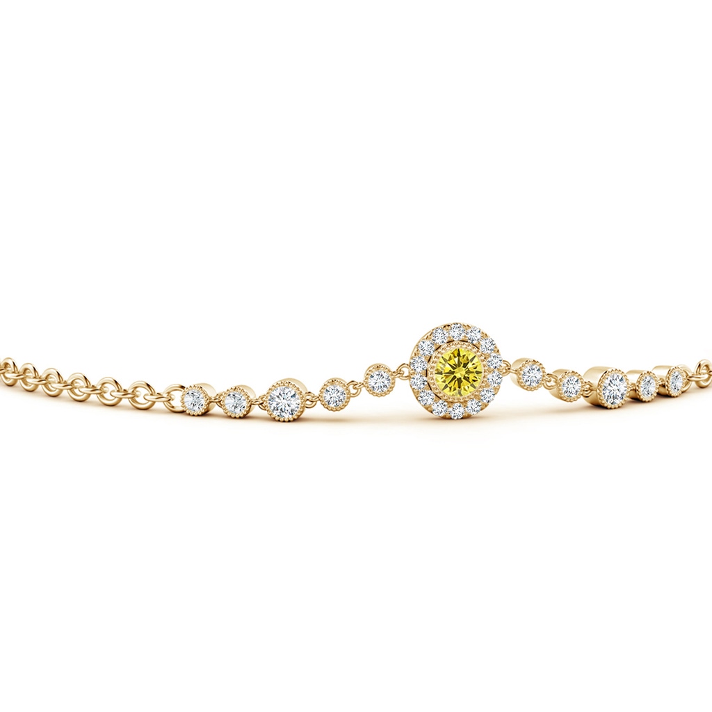 3.5mm AAAA Vintage Style Bezel-Set Fancy Intense Yellow and White Diamond Bracelet in Yellow Gold - side 199