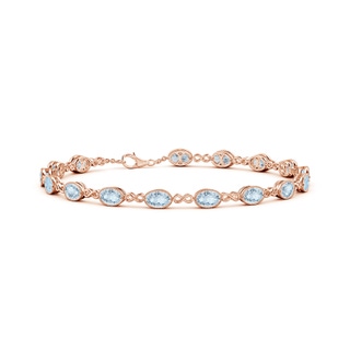 5x4mm A Oval Aquamarine Infinity Link Bracelet with Milgrain in Rose Gold