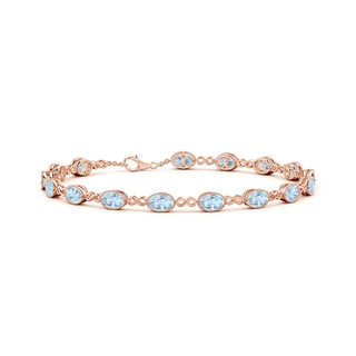 5x4mm AA Oval Aquamarine Infinity Link Bracelet with Milgrain in Rose Gold