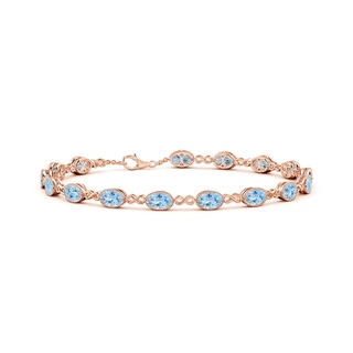 5x4mm AAA Oval Aquamarine Infinity Link Bracelet with Milgrain in Rose Gold