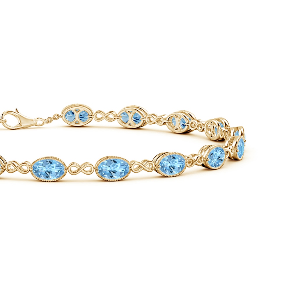 5x4mm AAAA Oval Aquamarine Infinity Link Bracelet with Milgrain in Yellow Gold - side_1