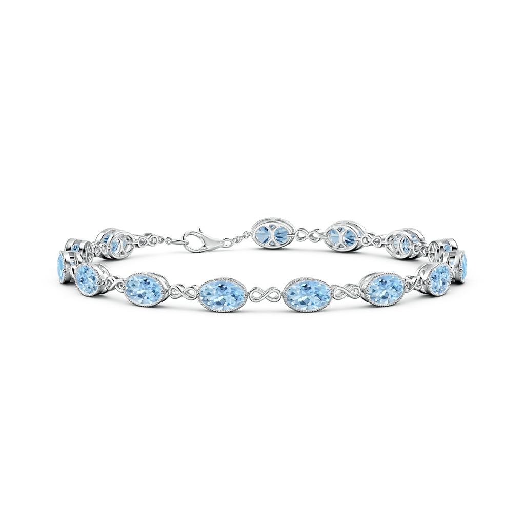6x4mm AAA Oval Aquamarine Infinity Link Bracelet with Milgrain in White Gold