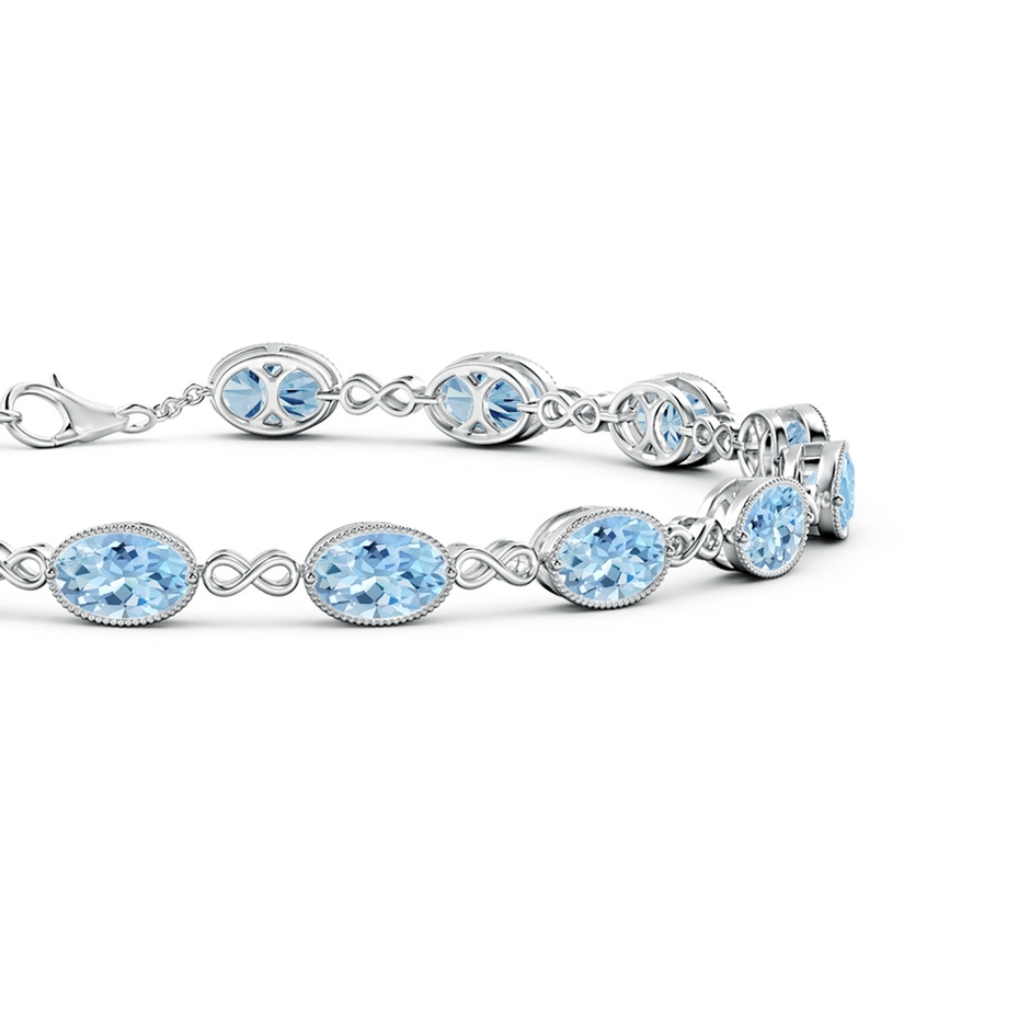 6x4mm AAA Oval Aquamarine Infinity Link Bracelet with Milgrain in White Gold side-1