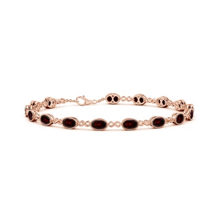 5x4mm A Oval Garnet Infinity Link Bracelet with Milgrain in Rose Gold