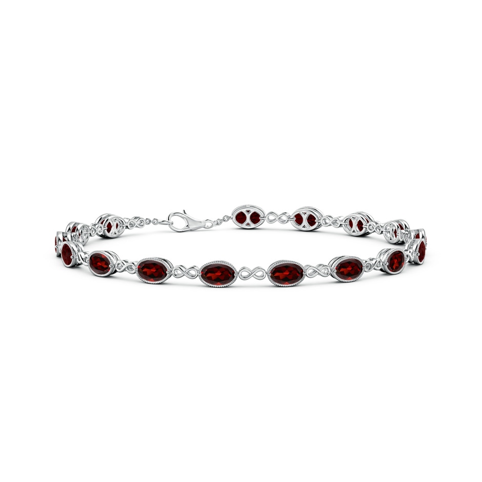 5x4mm AAA Oval Garnet Infinity Link Bracelet with Milgrain in White Gold 