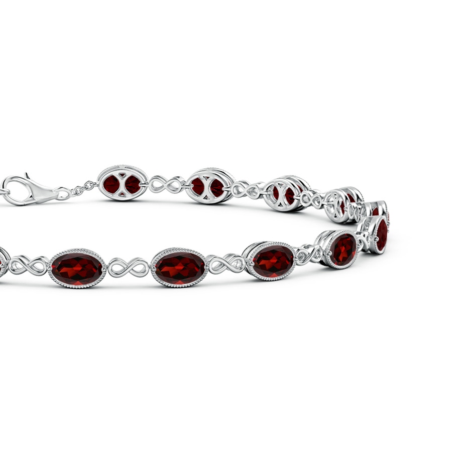 5x4mm AAA Oval Garnet Infinity Link Bracelet with Milgrain in White Gold side-1