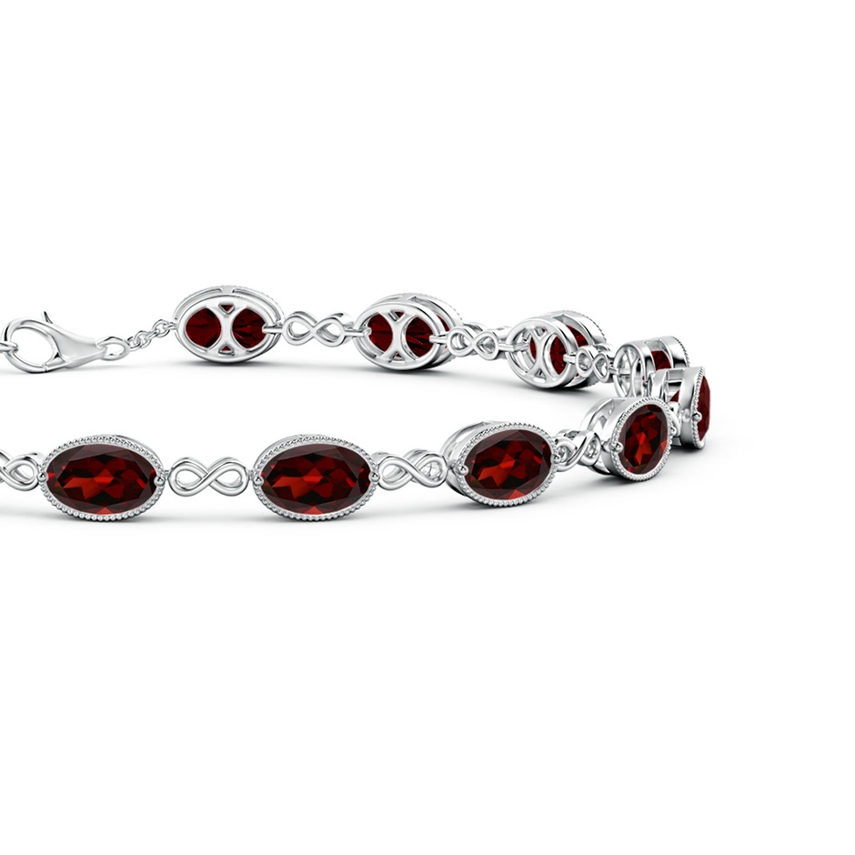 6x4mm AAA Oval Garnet Infinity Link Bracelet with Milgrain in White Gold side-1