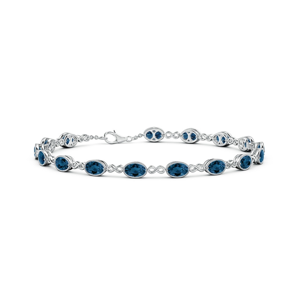 5x4mm AAA Oval London Blue Topaz Infinity Link Bracelet with Milgrain in White Gold