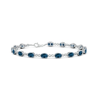 5x4mm AAA Oval London Blue Topaz Infinity Link Bracelet with Milgrain in White Gold