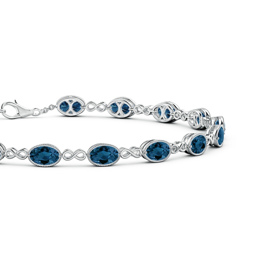 5x4mm AAA Oval London Blue Topaz Infinity Link Bracelet with Milgrain in White Gold side-1