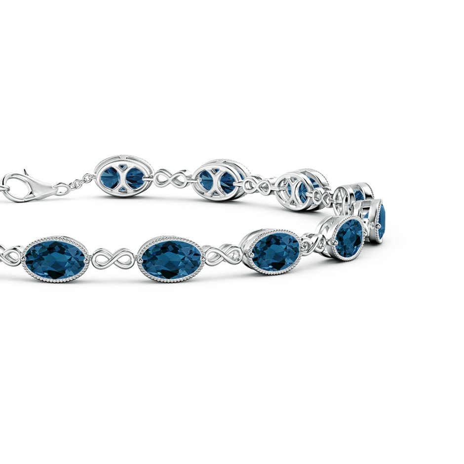 6x4mm AAA Oval London Blue Topaz Infinity Link Bracelet with Milgrain in White Gold side-1