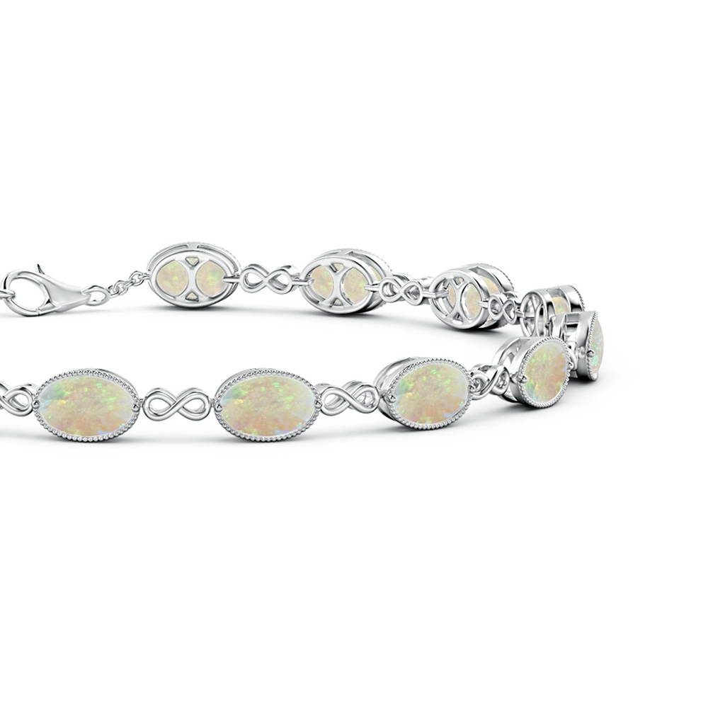 6x4mm AAA Oval Opal Infinity Link Bracelet with Milgrain in White Gold - side_1