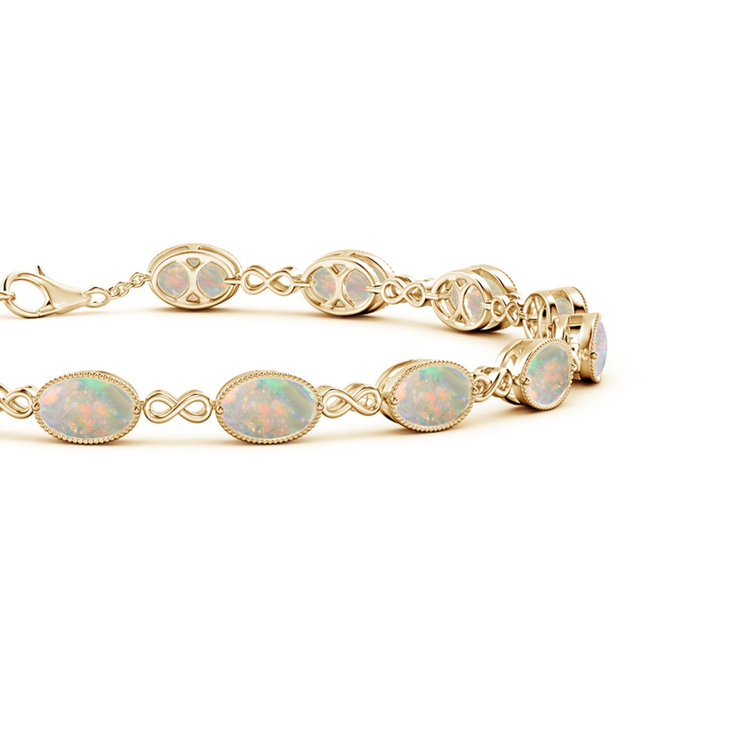 6x4mm AAAA Oval Opal Infinity Link Bracelet with Milgrain in Yellow Gold - side_1