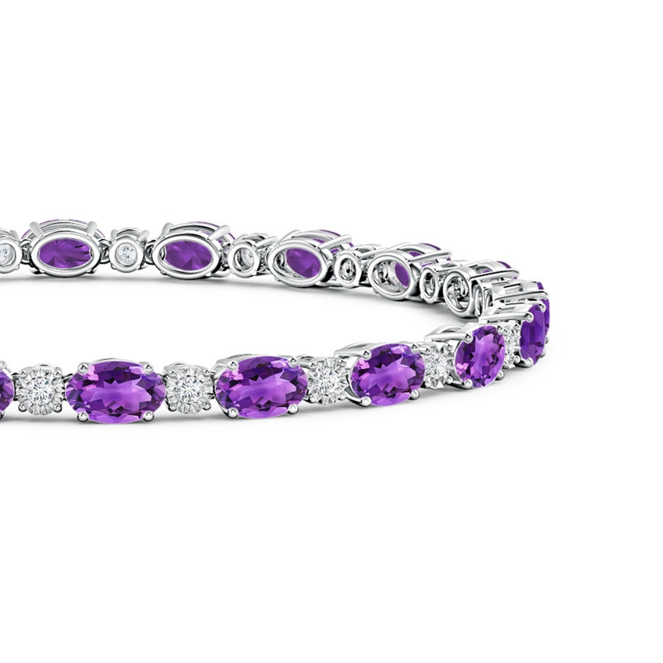 6x4mm AAA Oval Amethyst Tennis Bracelet with Gypsy Diamonds in White Gold side 1