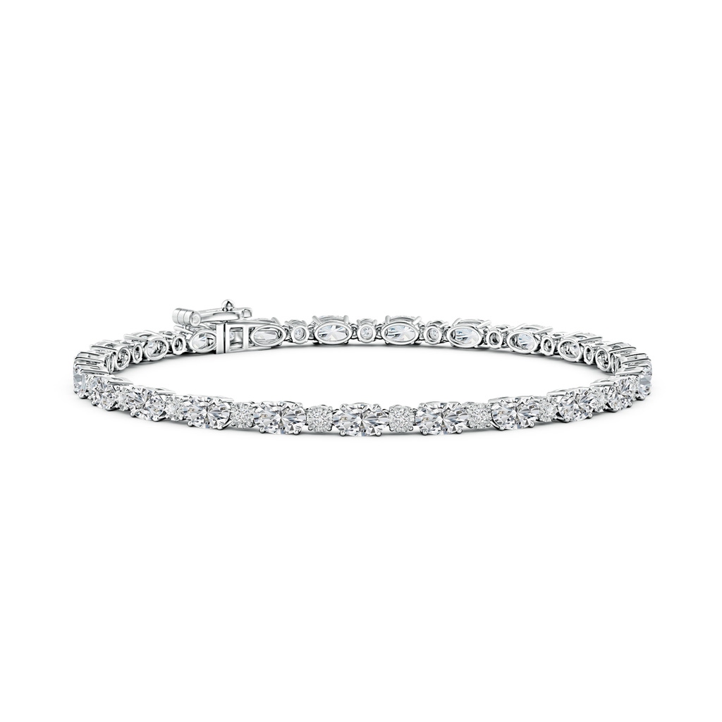 5x3mm HSI2 Alternating Oval & Round Diamond Tennis Bracelet in White Gold