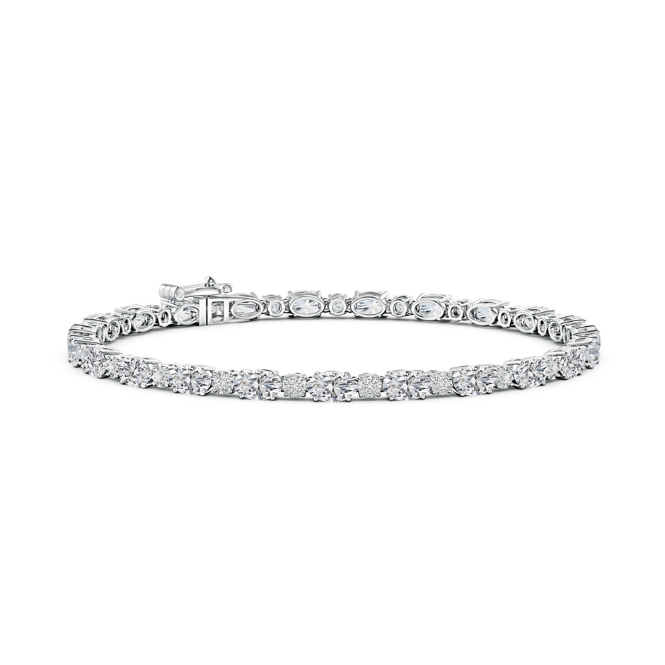 5x3mm HSI2 Alternating Oval & Round Diamond Tennis Bracelet in White Gold 