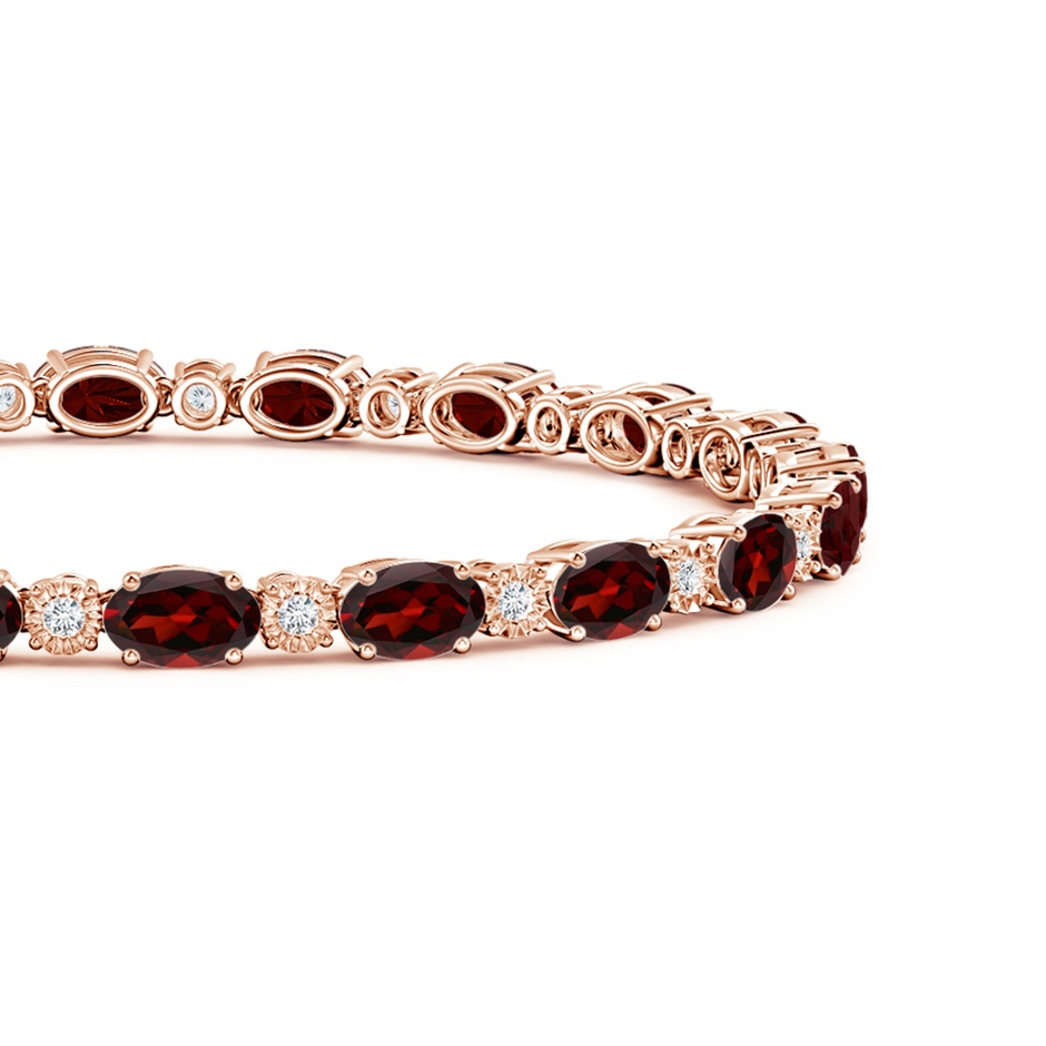 6x4mm AAA Oval Garnet Tennis Bracelet with Gypsy Diamonds in Rose Gold side 1