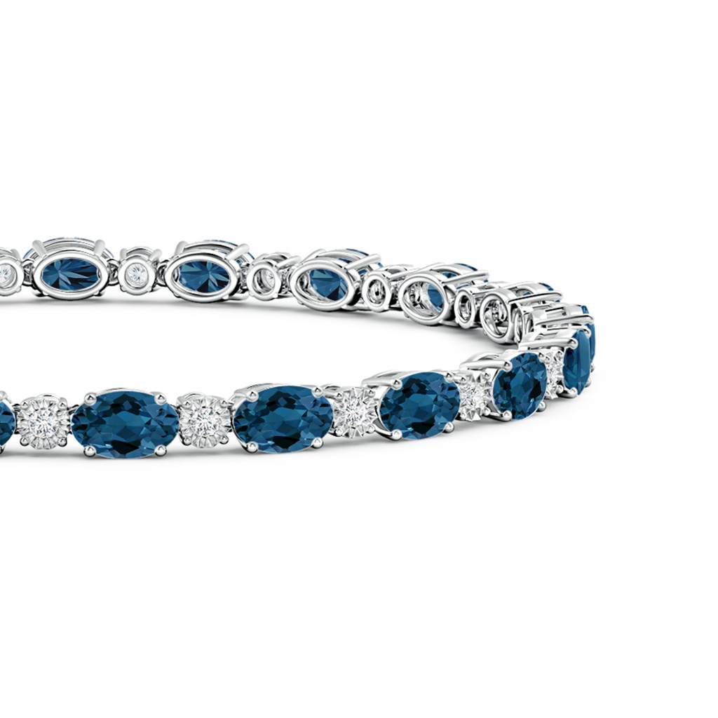 6x4mm AAA Oval London Blue Topaz Tennis Bracelet with Gypsy Diamonds in White Gold Side 1