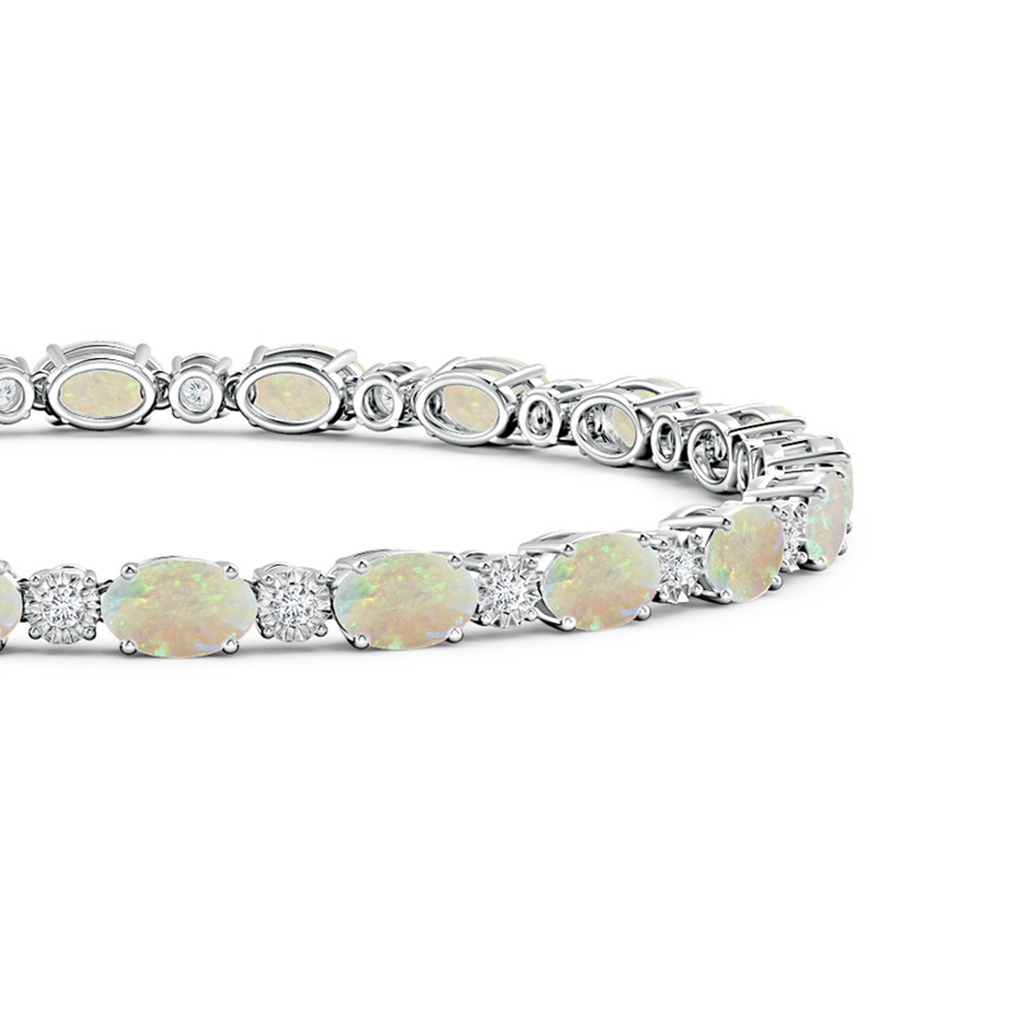 6x4mm AAA Oval Opal Tennis Bracelet with Gypsy Diamonds in White Gold side 1