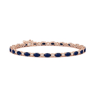 5x3mm A Oval Sapphire Tennis Bracelet with Gypsy Diamonds in Rose Gold