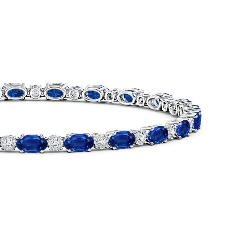 5x3mm AAA Oval Sapphire Tennis Bracelet with Gypsy Diamonds in White Gold side 1