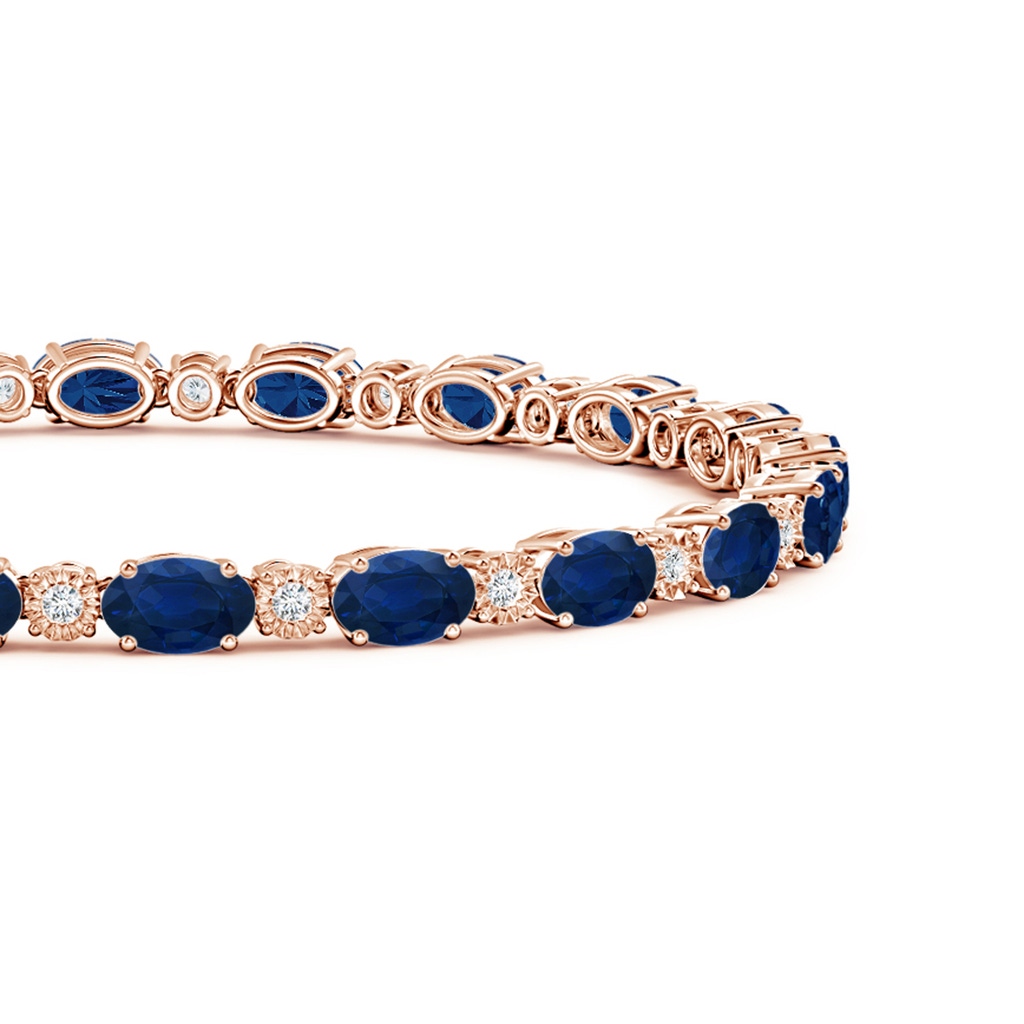 6x4mm AA Oval Sapphire Tennis Bracelet with Gypsy Diamonds in Rose Gold Side 1
