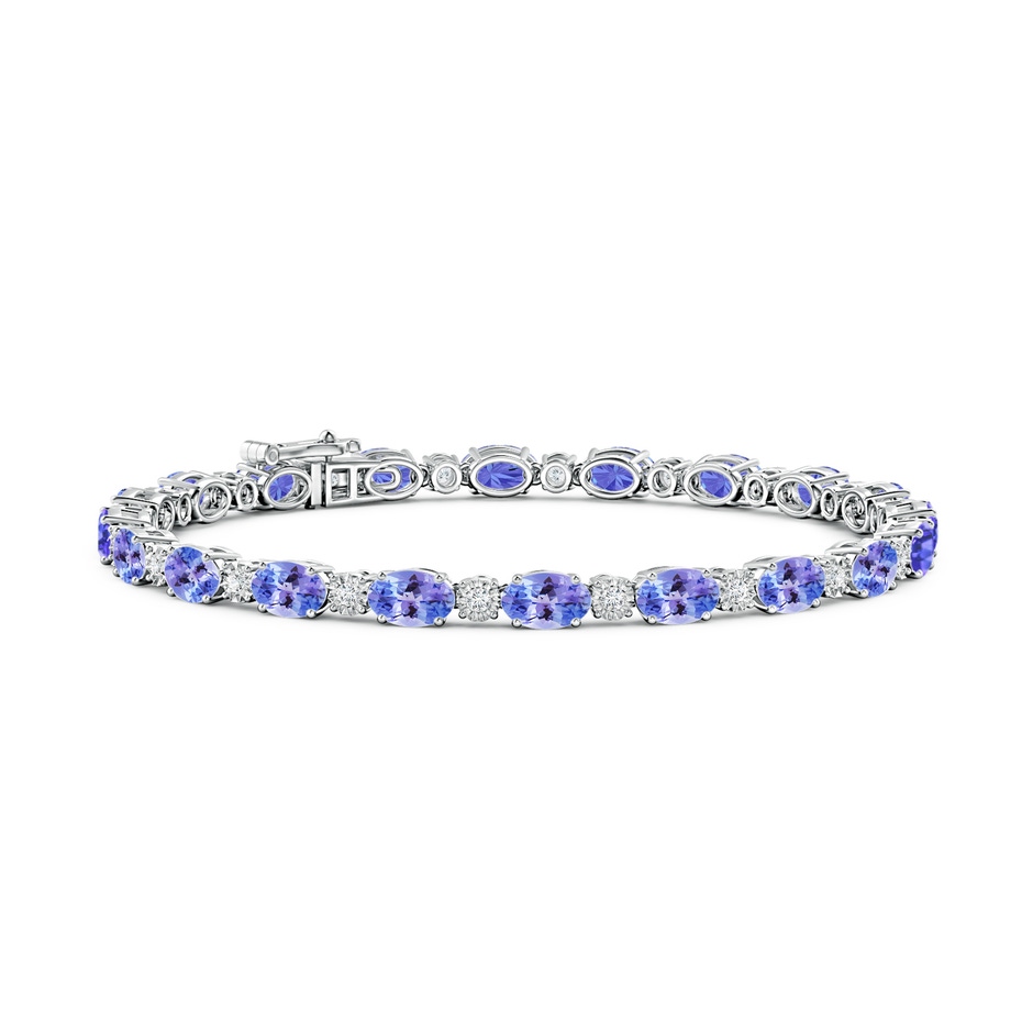 6x4mm AAA Oval Tanzanite Tennis Bracelet with Gypsy Diamonds in White Gold 