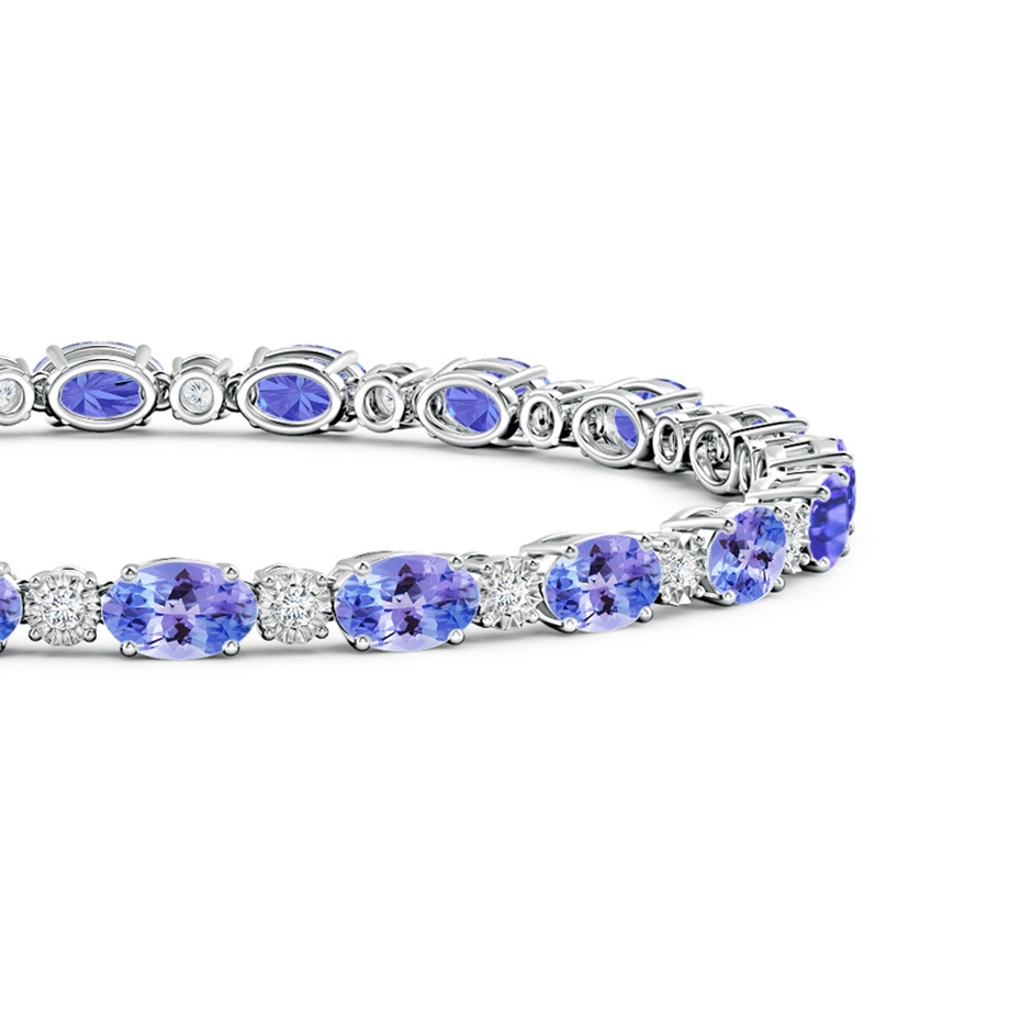 6x4mm AAA Oval Tanzanite Tennis Bracelet with Gypsy Diamonds in White Gold side 1