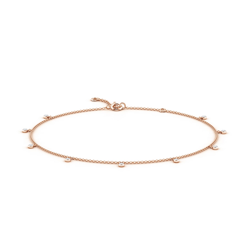 1.7mm GVS2 Bezel-Set Diamond Station Adjustable Charm Anklet in Rose Gold