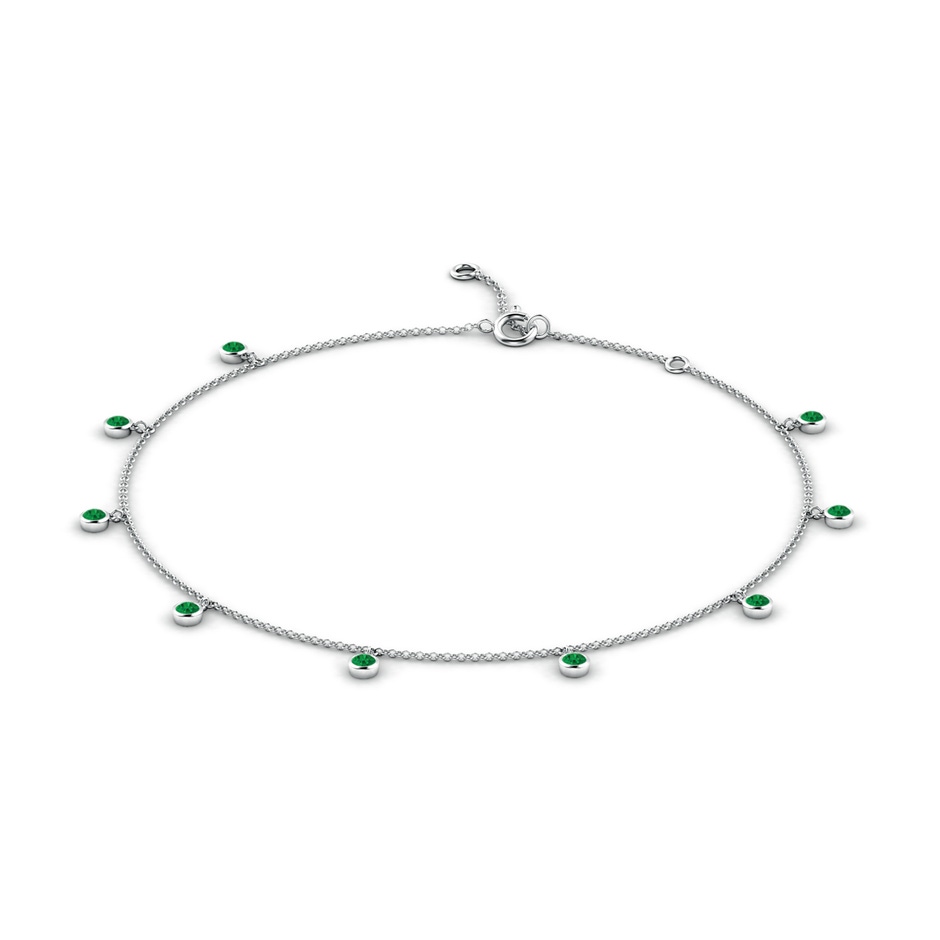 1.7mm AAA Bezel-Set Emerald Station Adjustable Charm Anklet in White Gold side 199