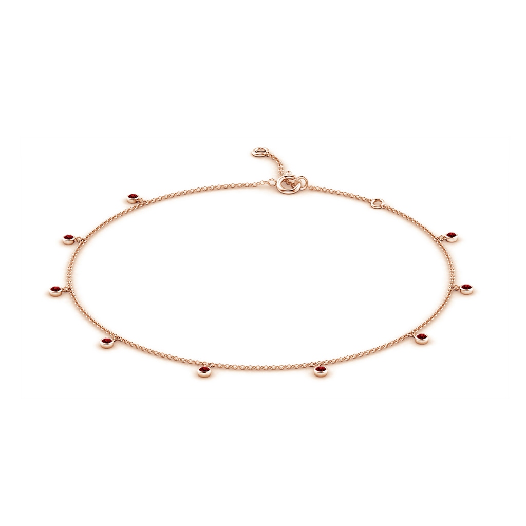 1.7mm AAAA Bezel-Set Ruby Station Adjustable Charm Anklet in Rose Gold - side 199
