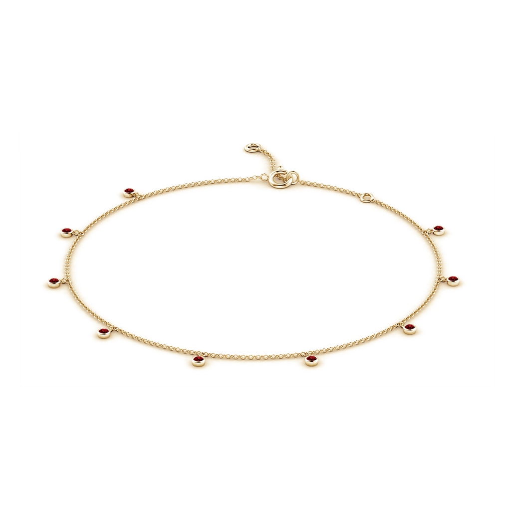 1.7mm AAAA Bezel-Set Ruby Station Adjustable Charm Anklet in Yellow Gold - side 199
