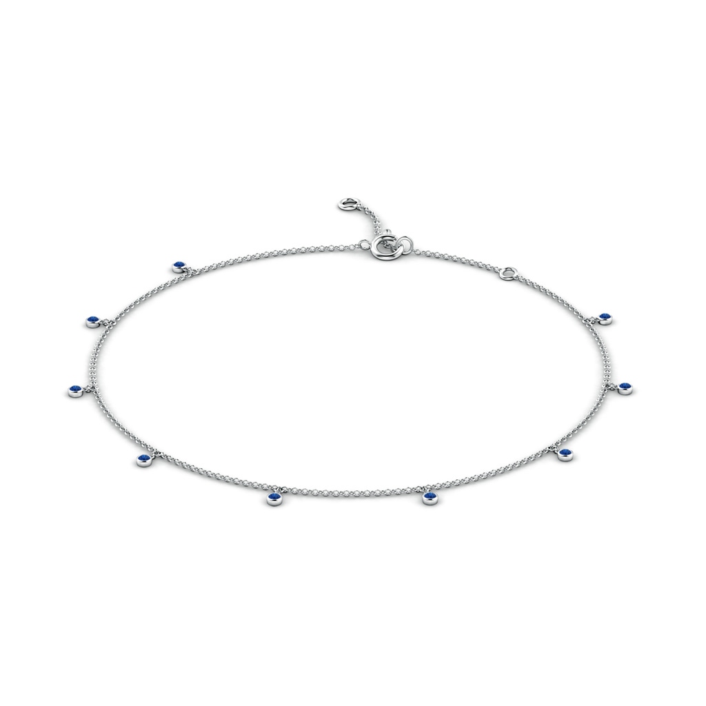 1.7mm AAA Bezel-Set Blue Sapphire Station Adjustable Charm Anklet in White Gold Side 199