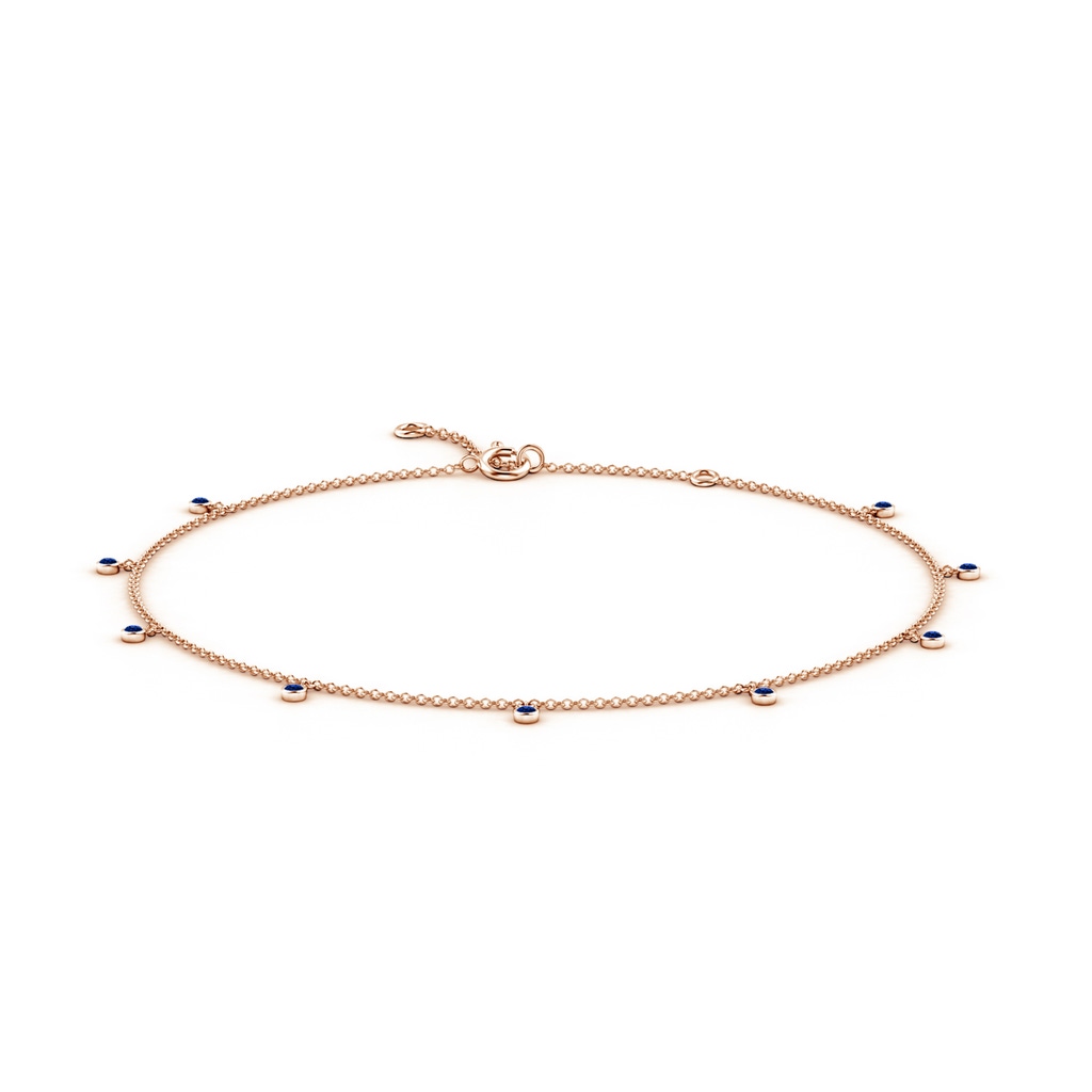 1.7mm AAAA Bezel-Set Blue Sapphire Station Adjustable Charm Anklet in Rose Gold