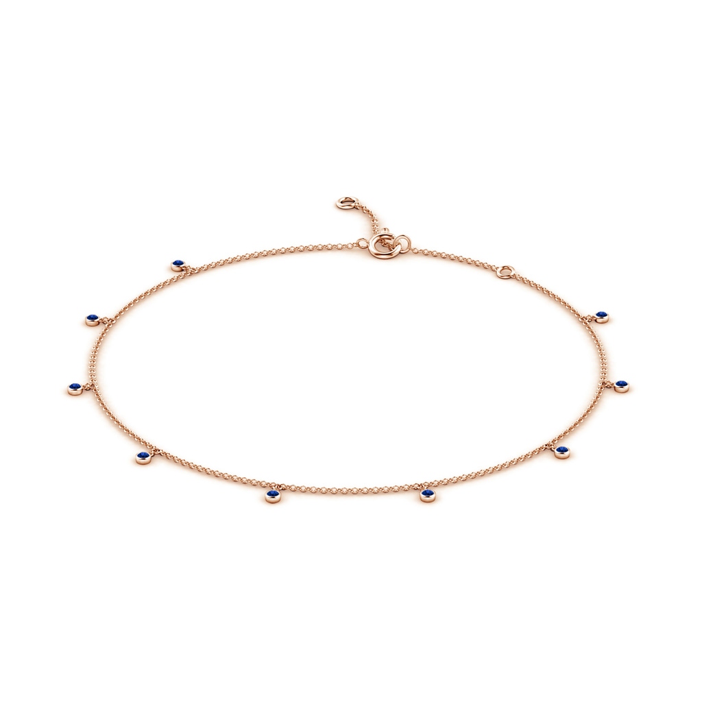 1.7mm AAAA Bezel-Set Blue Sapphire Station Adjustable Charm Anklet in Rose Gold - side 199