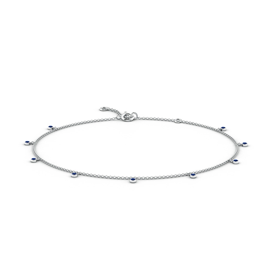 1.7mm AAAA Bezel-Set Blue Sapphire Station Adjustable Charm Anklet in White Gold 